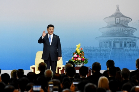 Chinese President Xi Jinping at the opening ceremony of the 2014 Asia-Pacific Economic Cooperation (APEC) CEO Summit in Beijing